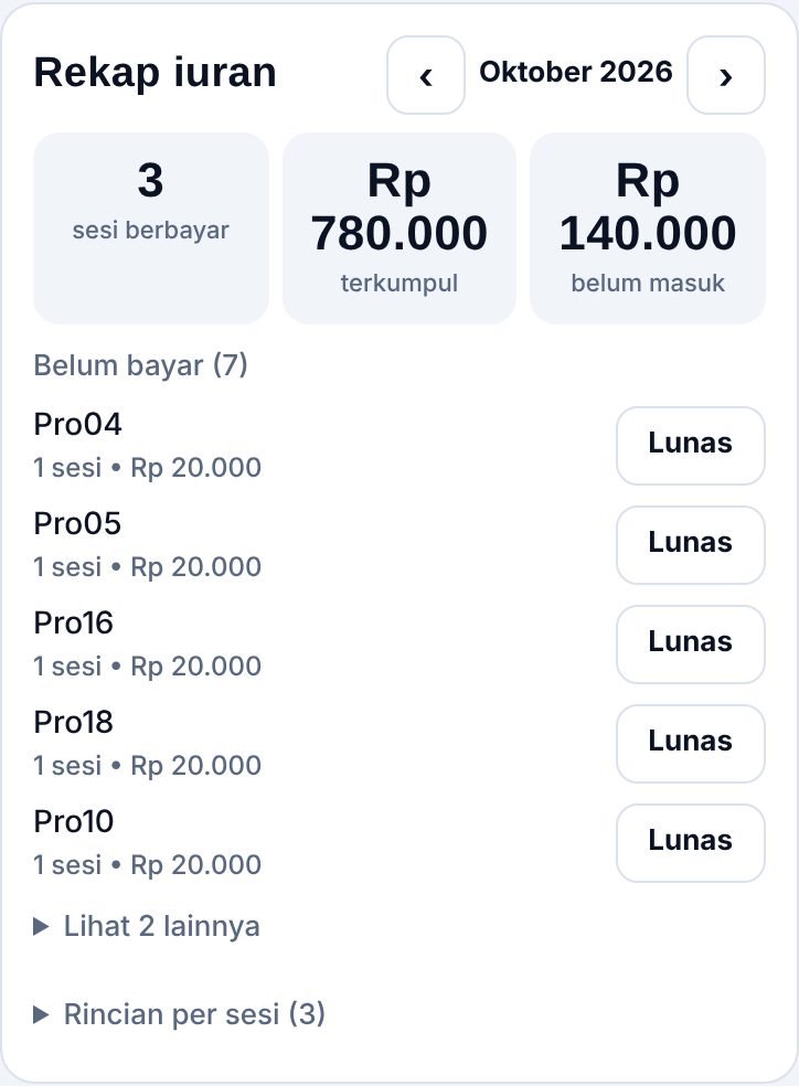 Rekap iuran di aplikasi ScoreSheet